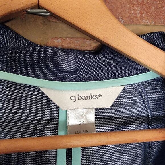 CHRISTOPHER & BANKS Denim Blazer mint cuff size 2x NWT - Picture 4 of 5